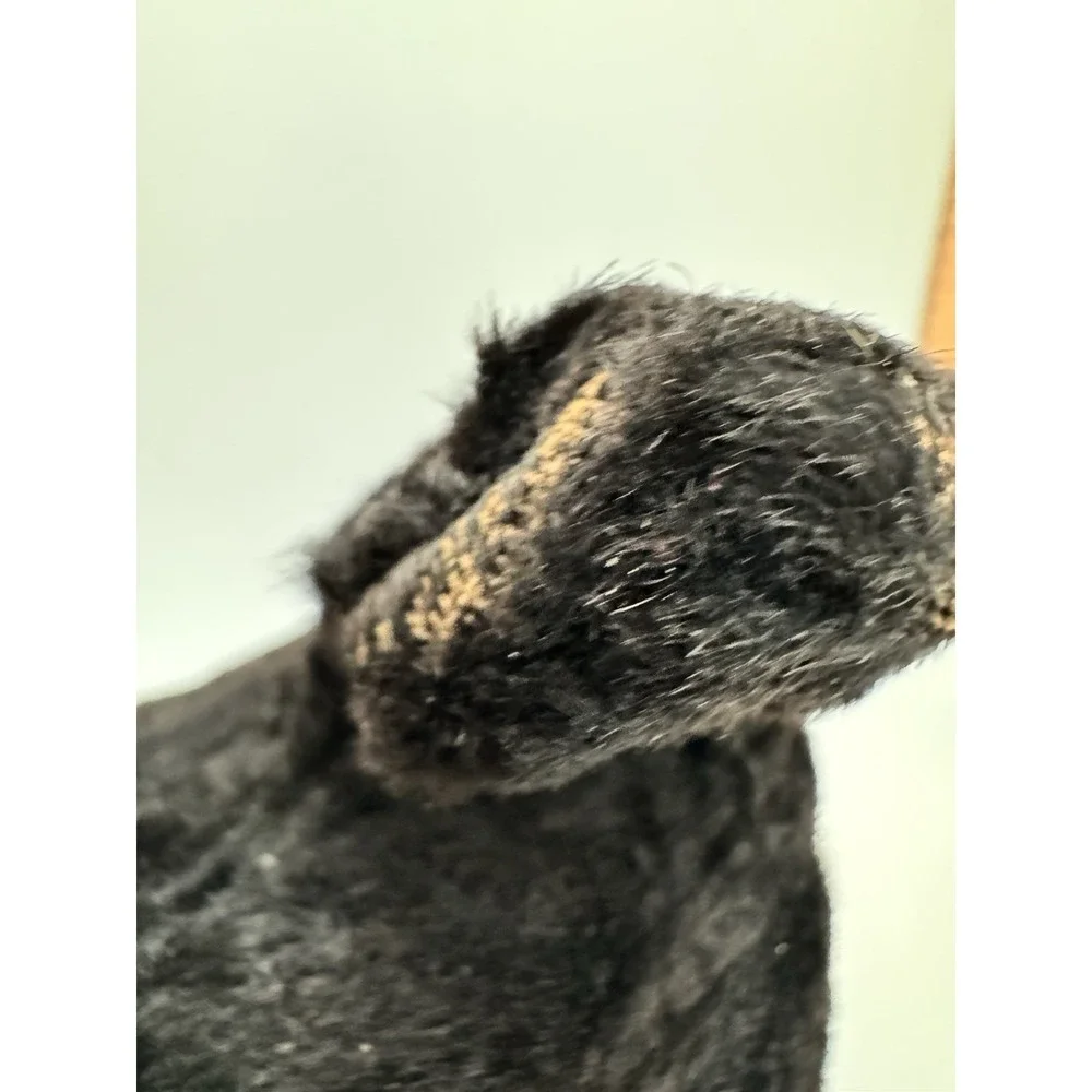Antique Mohair Scottish Terrier Plush Black Scottie Dog Glass Eyes‎ Vintage 10in